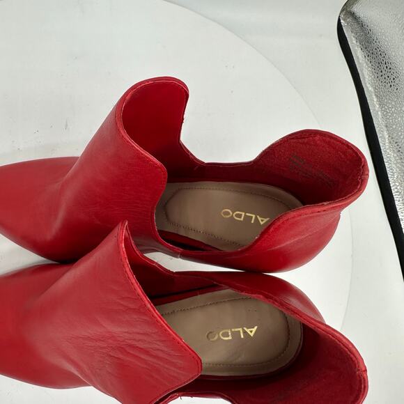 Aldo Red Leather Fraresa Stiletto Heel Ankle Boots Pointed Toe Booties Womens 9 - Picture 12 of 14